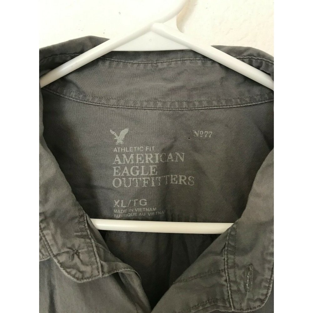 American Eagle Athletic Fit Gray Dress Shirt Men's Size XL - Picture 2 of 4